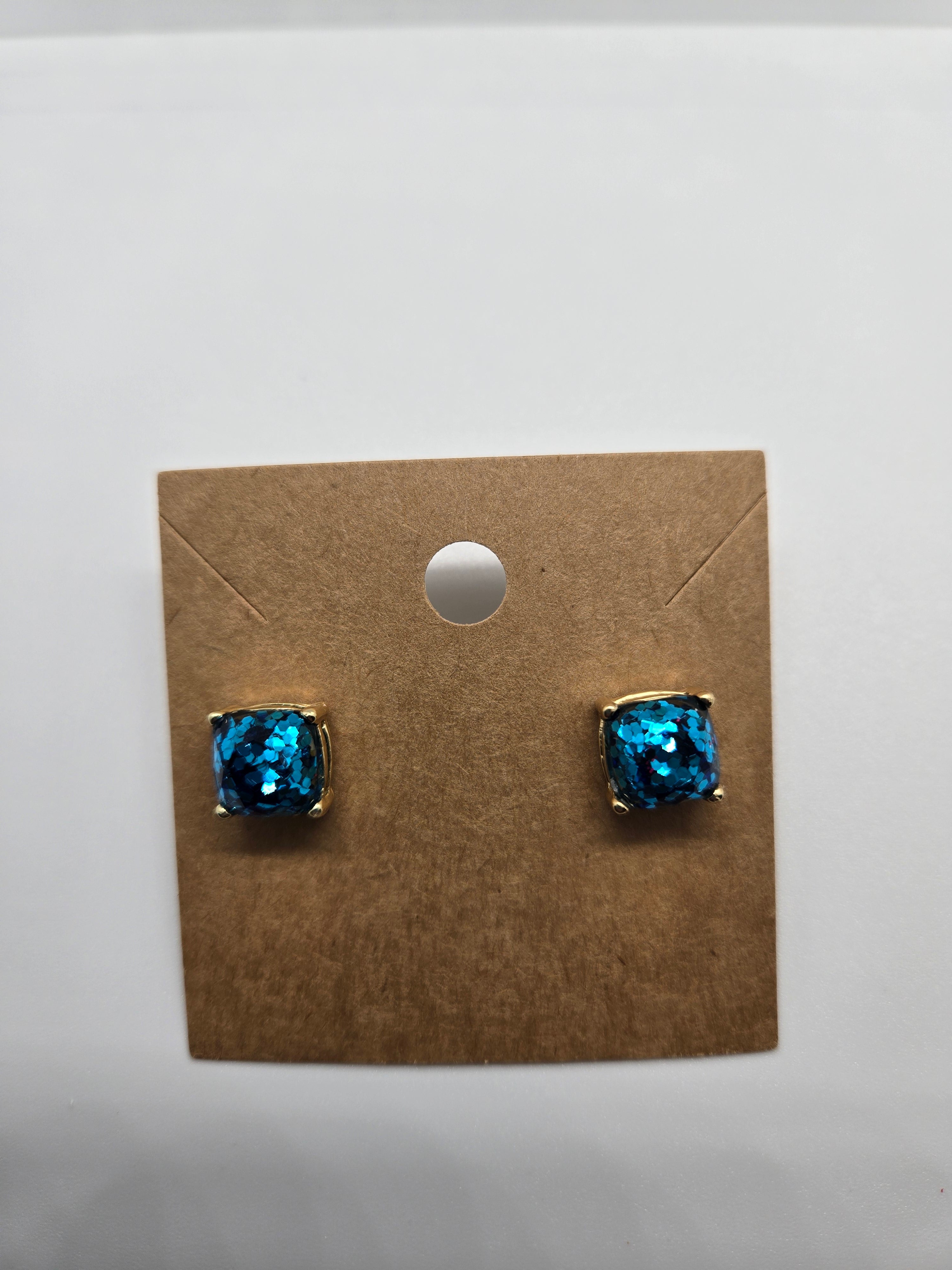 Blue Druzy Studs