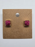 Pink Druzy Studs
